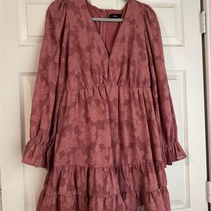 Pink Floral Long Sleeve Dress